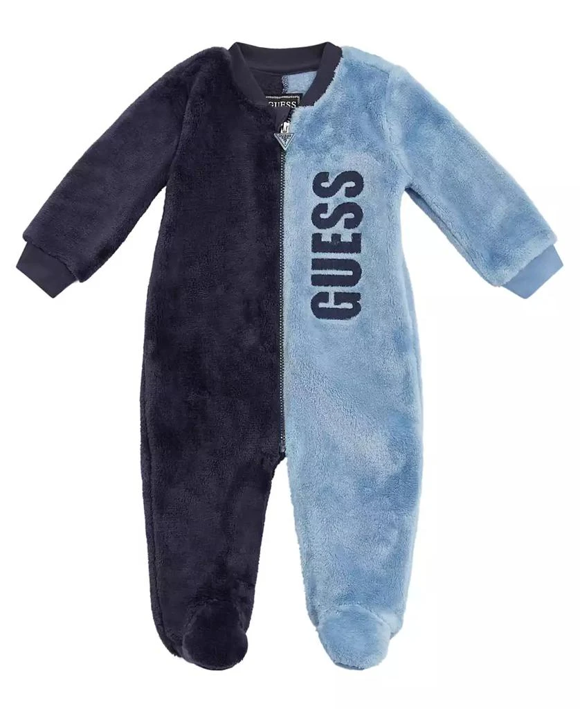 GUESS Baby Boy Plush Velour Footed Zip Coverall 1