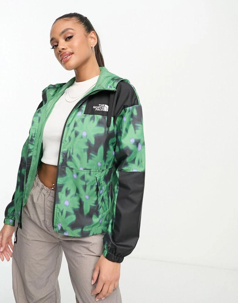 The North Face The North Face Sheru hooded shell jacket in green flower print Exclusive at ASOS 1