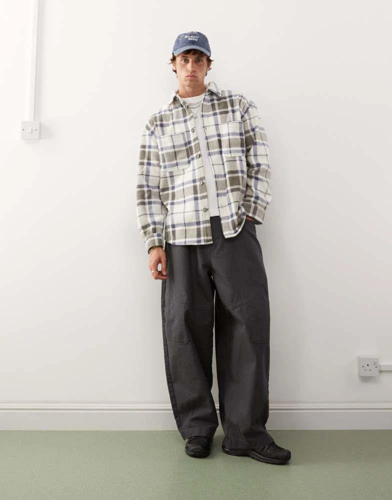 Weekday Weekday work fleece overshirt in mole 3