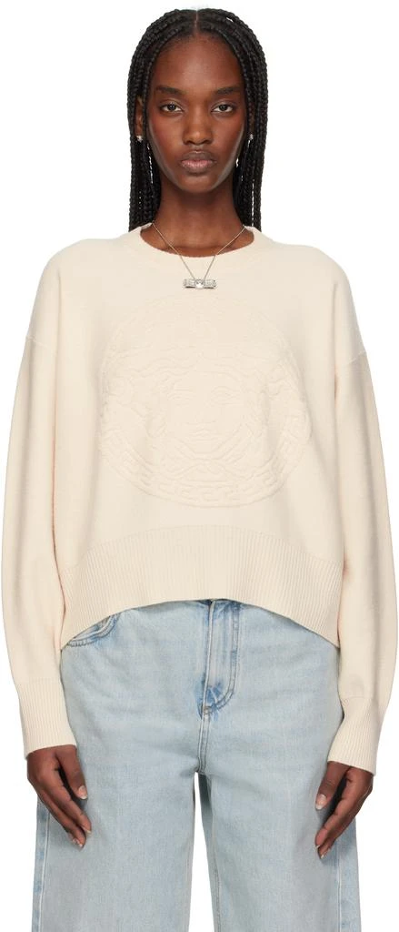 Versace Off-White Medusa Wool-Blend Knit Towel Sweater