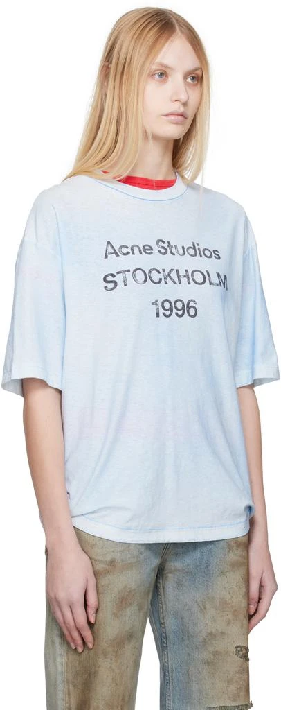 Acne Studios Blue Relaxed Fit Logo T-shirt 2