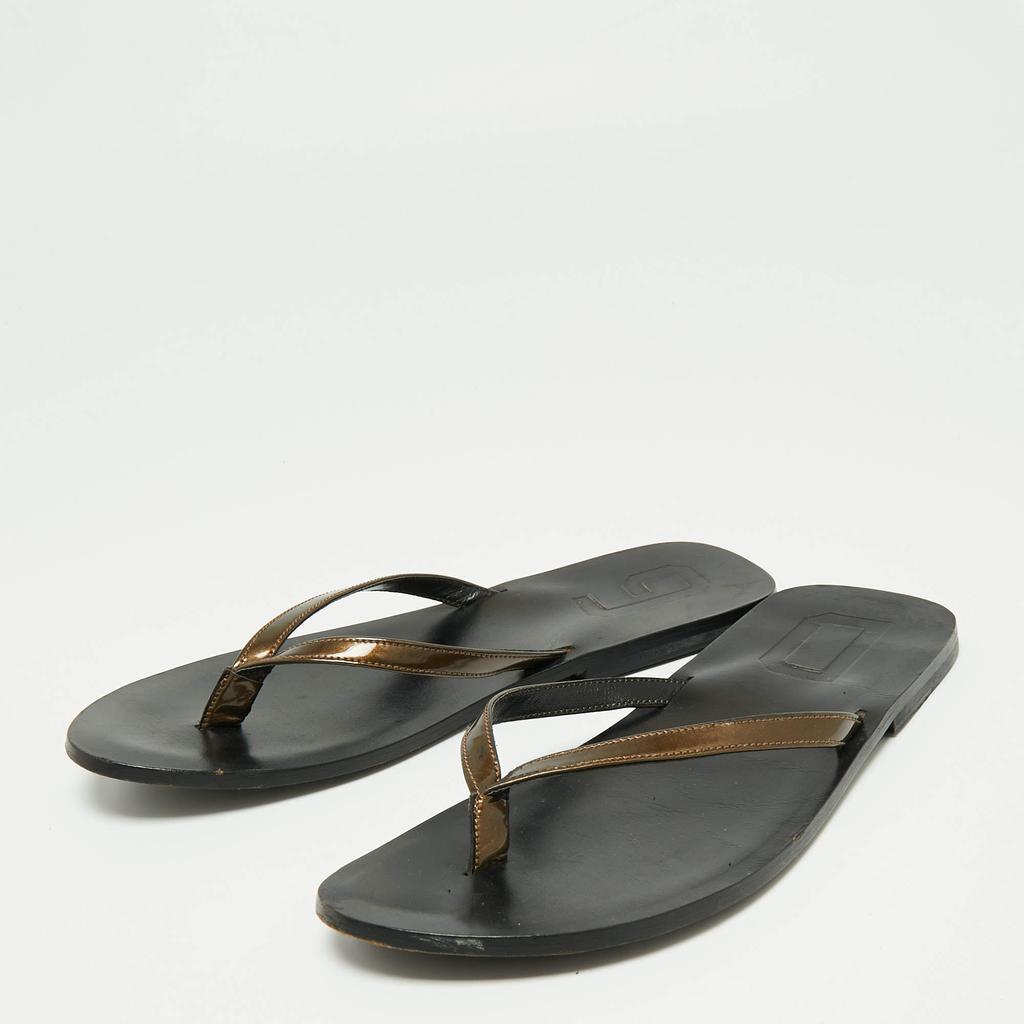 Dolce & Gabbana Dolce & Gabbana Brown Patent Leather Flat Sandals Size 40.5