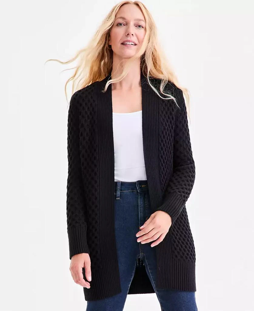 Style & Co Petite Honeycomb-Knit Open-Front Long Cardigan, Macy's Exclusive 1