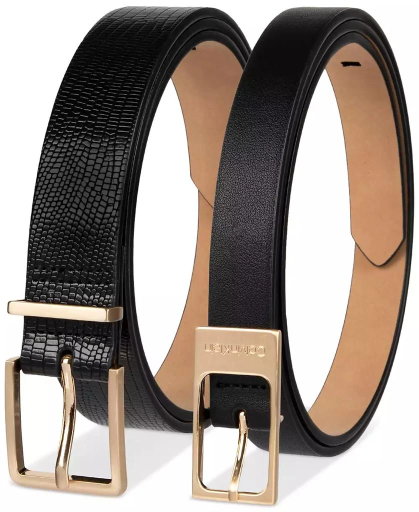 Calvin Klein 2-Pc. Skinny Faux-Leather 
Embossed Belt Set 5