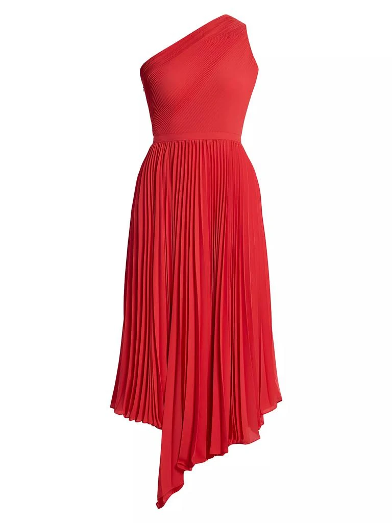 BCBG One-Shoulder Pleated Midi-Dress 1