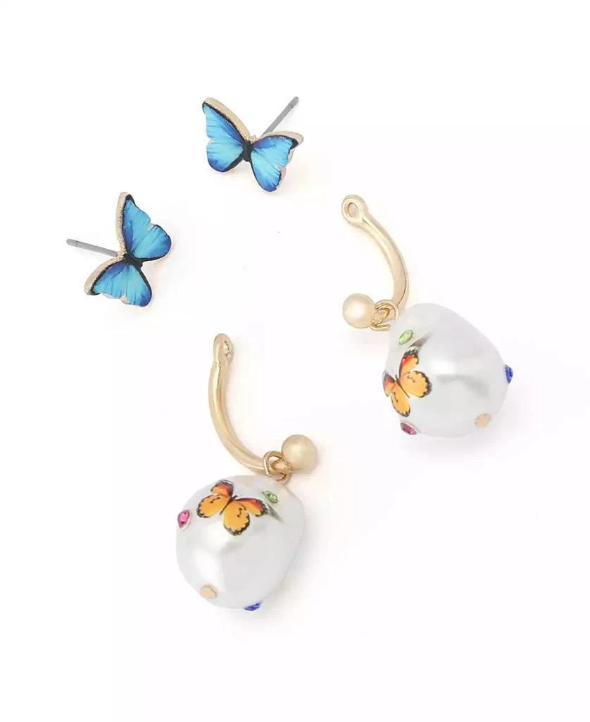 Betsey Johnson Faux Stone Backyard Butterfly Barbell Earrings 3