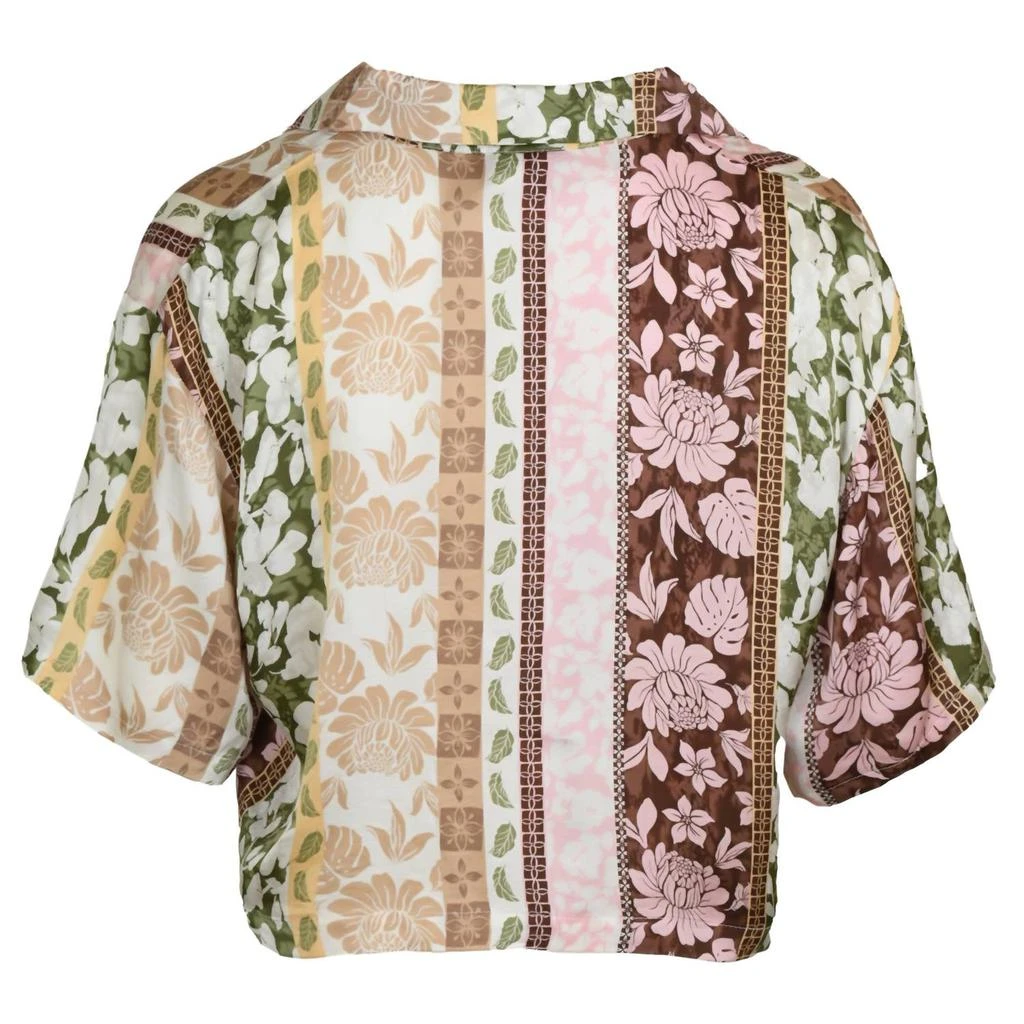 Surf Gypsy Surf Gypsy - Satin Printed Cropped Button Up 3