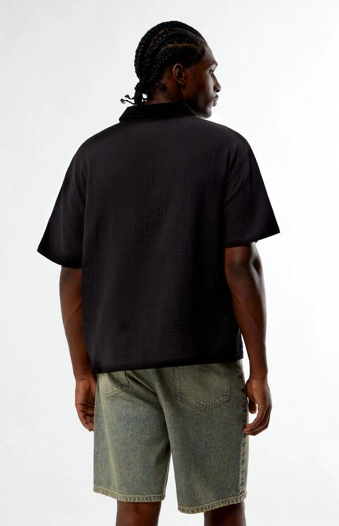 PacSun Black Cropped Boxy Gauze Camp Shirt 4