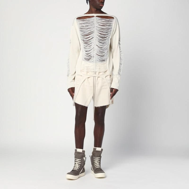 Rick Owens Torn ivory sweater in wool 2