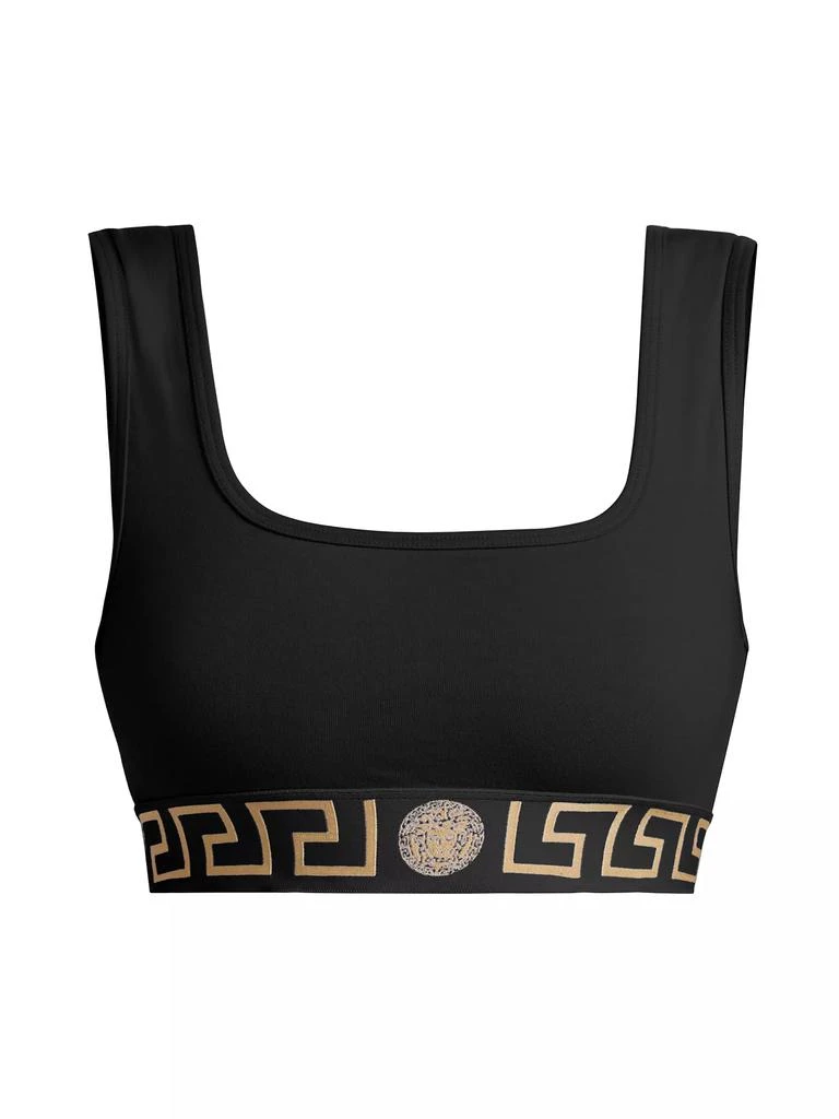 Versace Topeka Logo Jersey Bi-Stretch Cotton Sports Bra 1
