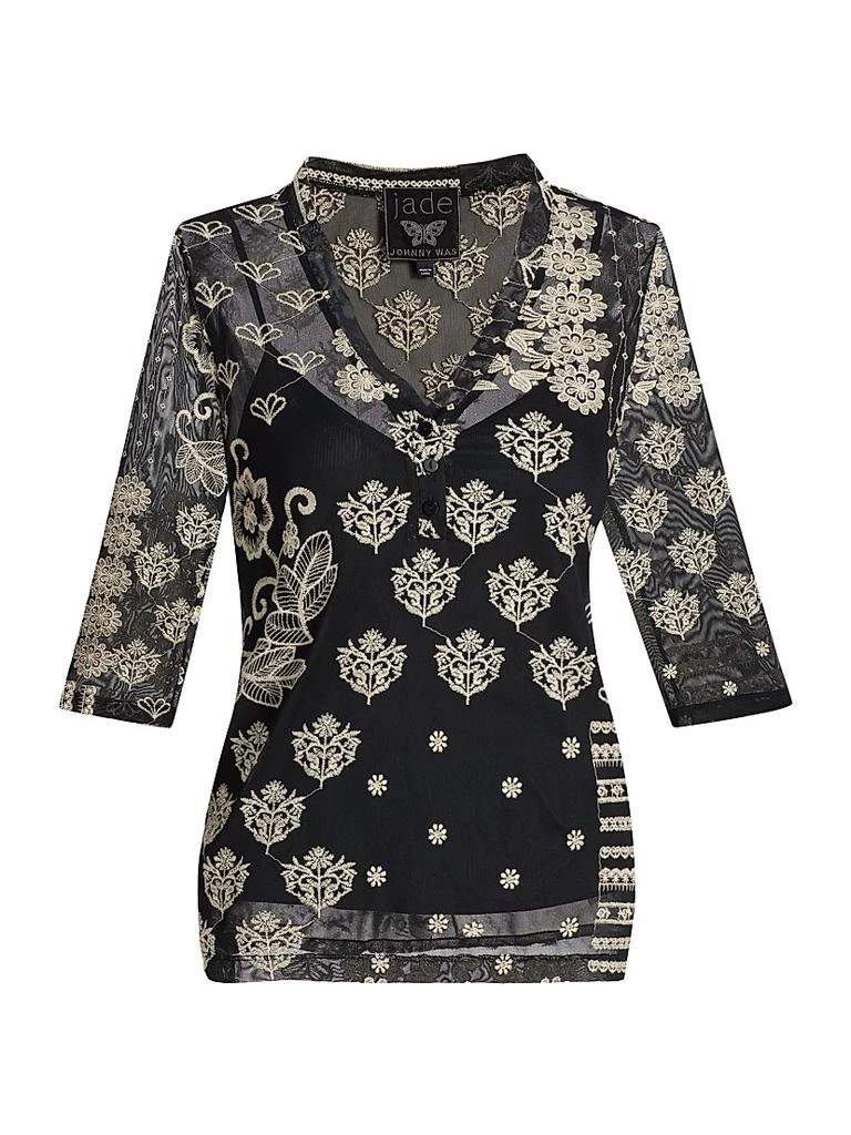 Johnny Was Wilma Printed Mesh Top