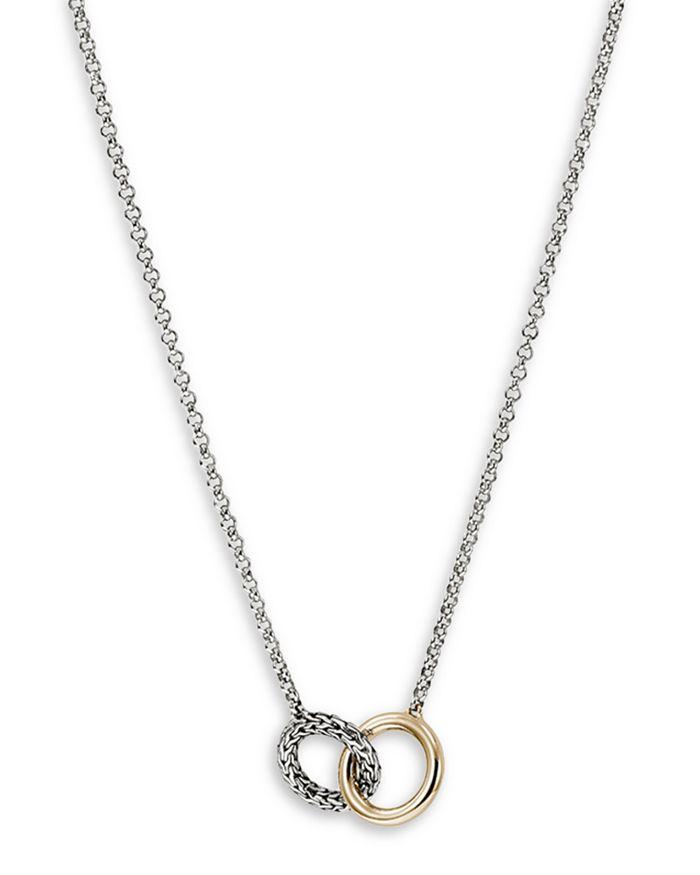 John Hardy 14K Yellow Gold & Sterling Silver JH Essentials Linked Ring Pendant Necklace, 16"-18"