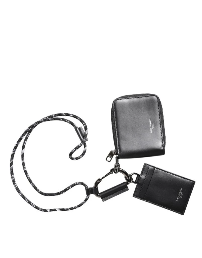 Dolce 
Gabbana Leather Lanyard Zip Around Card Holder Men
s Wallet