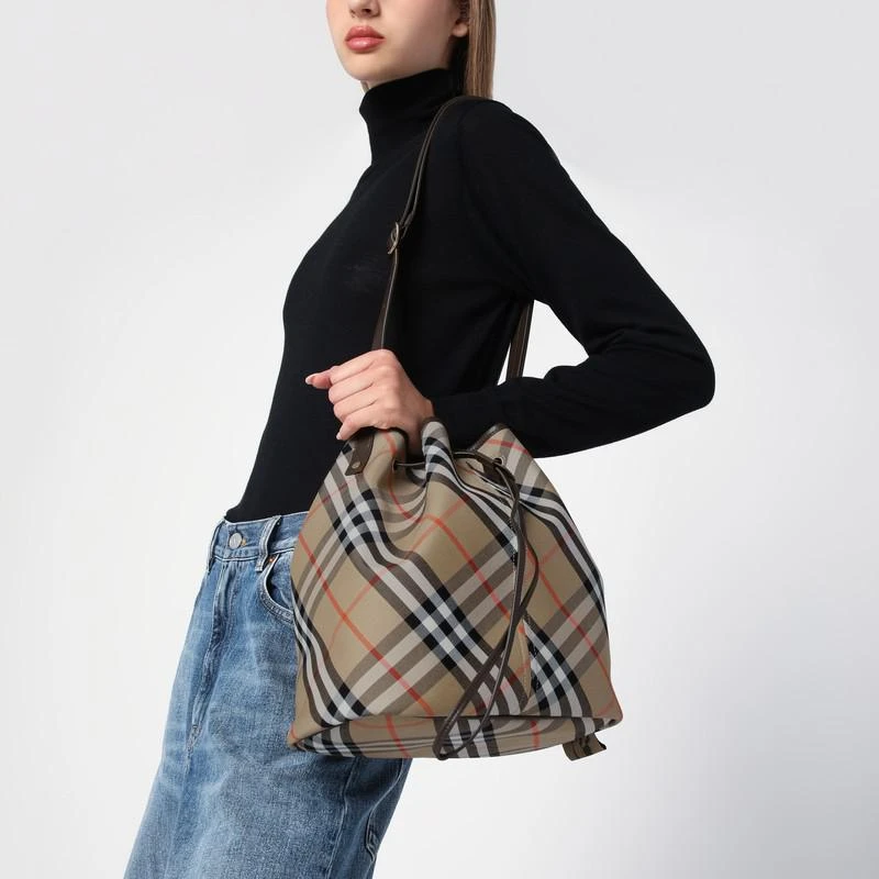 Burberry Medium beige bucket bag with Check pattern 2