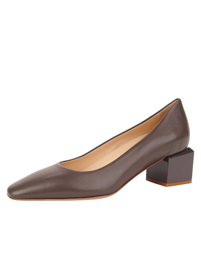 Butter LONDON Novella Block Heeled Pump In Asphalt Nappa