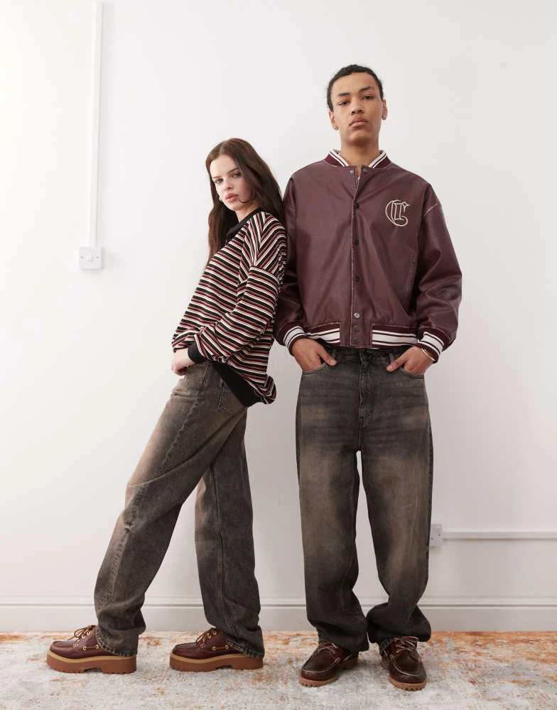 Weekday Weekday Galaxy unisex baggy fit jeans with dirty rust wash in black 1