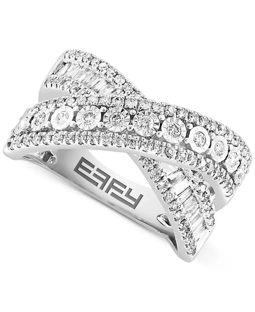 Effy EFFY® Diamond Round & Baguette Crossover Statement Ring in White Gold (3/4 ct. t.w.) (Also available in 14k Gold) 2