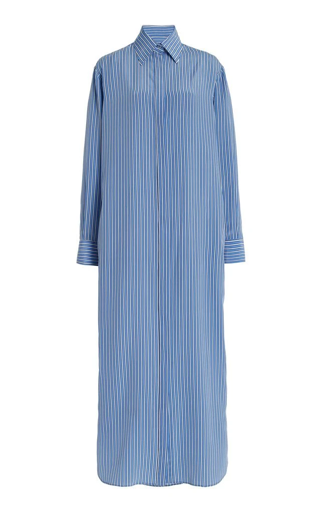 brandon maxwell blue dress One Shoulder Bias Dress With Scarf