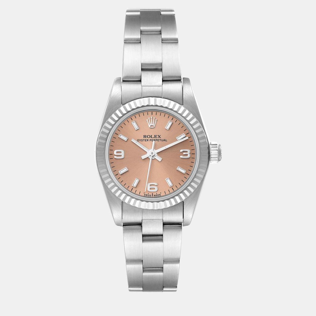 Rolex Rolex Oyster Perpetual Salmon Dial Steel White Gold Ladies Watch 24.0 mm