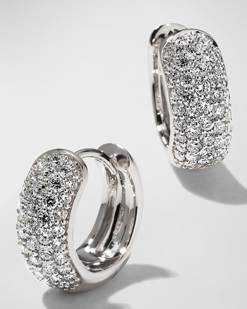 Memoire 18k White Gold 5-Row Diamond Huggie Hoop Earrings, 0.81tcw