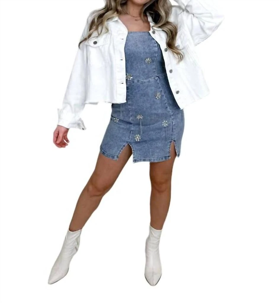 white christmas dresses Lachie Dark Wash Denim Mini Dress - 8 main image 0