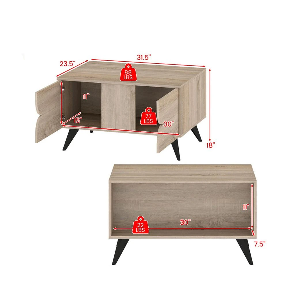 Hivvago Farmhouse Style Living Room Coffee Table with Built-In Storage Space 3