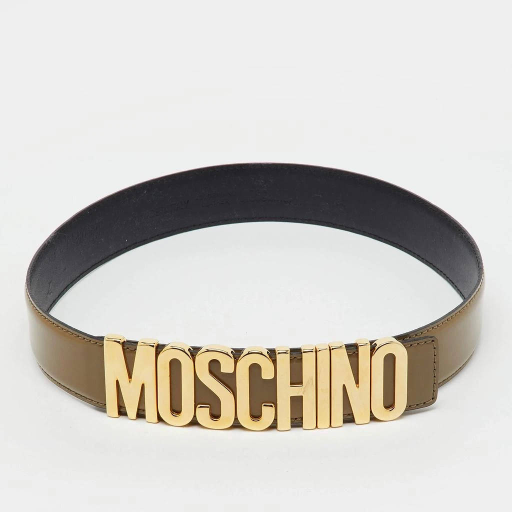 MOSCHINO: BROWN LOGO BUCKLE BELT luxury-women-moschino-used-  main image 4