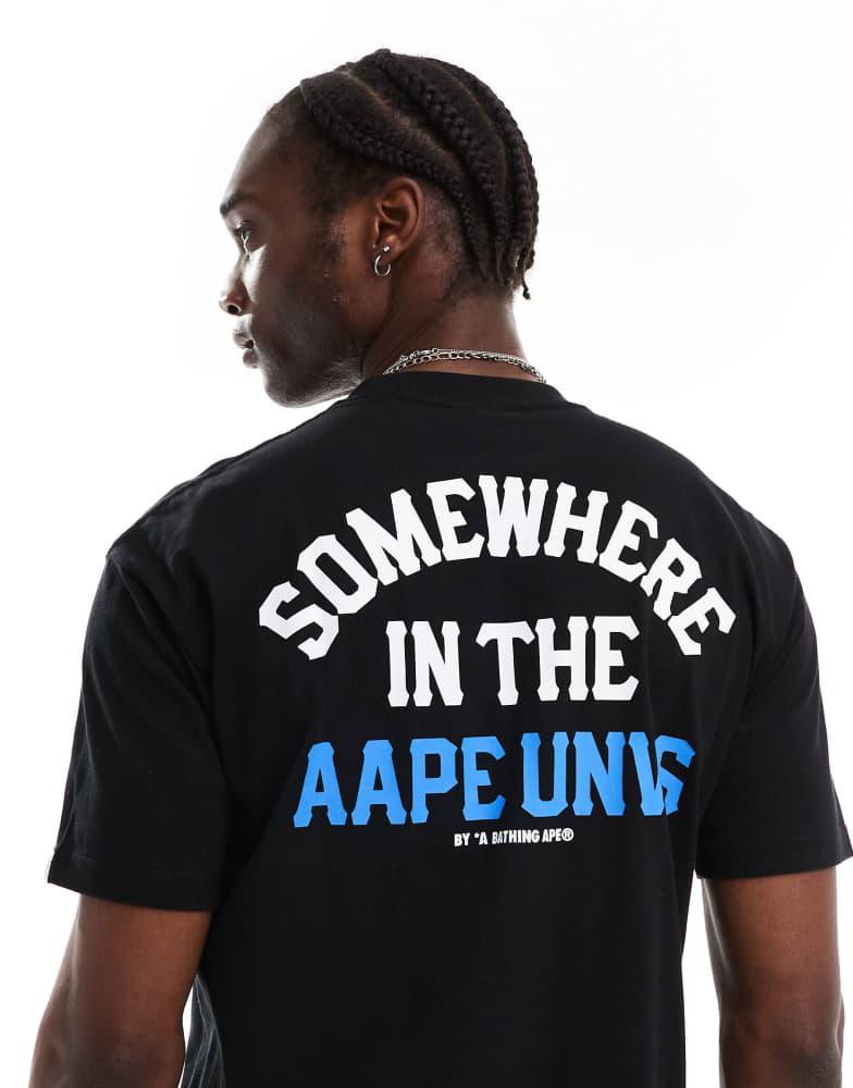 AAPE Aape By A Bathing Ape logo somewhere t-shirt with camo back print in black