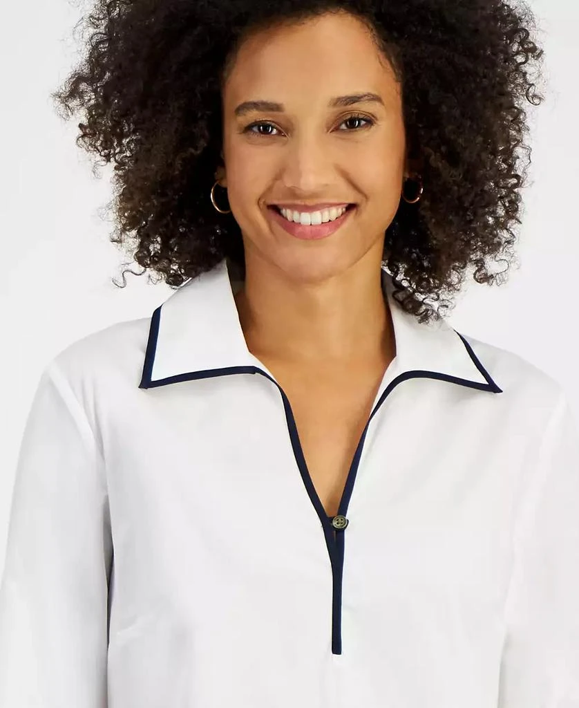 Nautica Jeans Women’s Cotton Spread-Collar Long-Sleeve Top 2