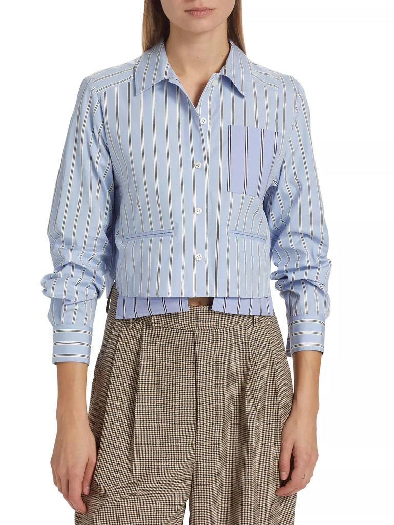 MOUSSY VINTAGE Striped Cotton Layered Crop Shirt 3