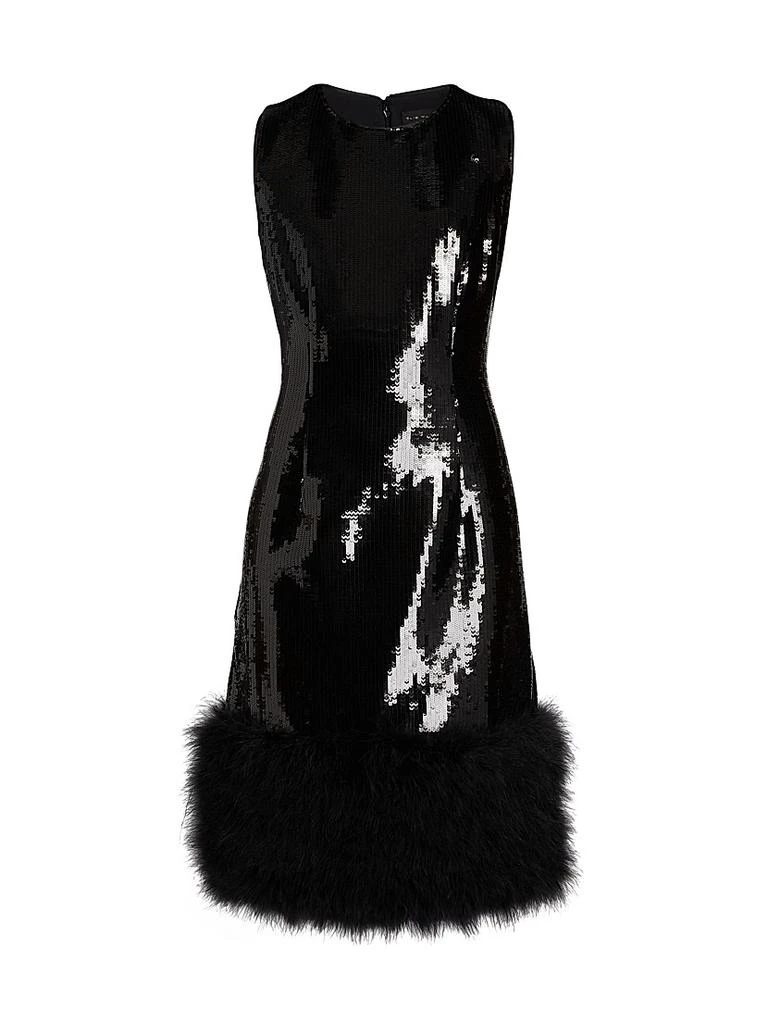 Tahari Heritage Chiara Sequin Feather-Trim Dress 1