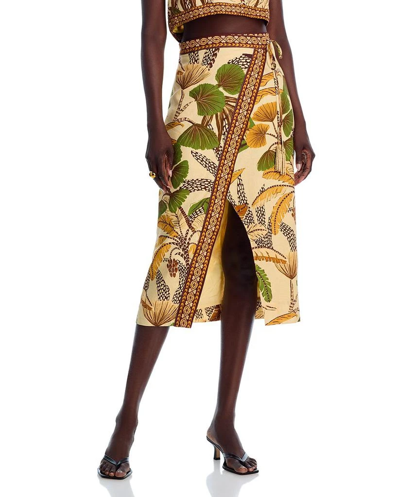 Farm Rio Foliage Sketch Sand Midi Skirt 1
