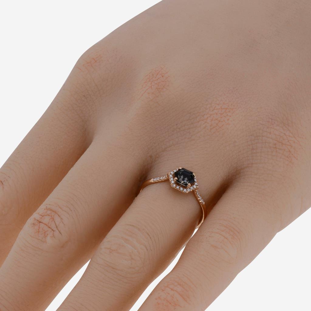 Suzanne Kalan Suzanne Kalan 14K Rose Gold Diamond and Black Night Quartz Ring sz 6.25 PR529-RGBNQ
