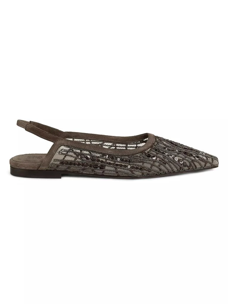 Brunello Cucinelli Monili & Sequin- Embellished Slingback Ballet Flats 1