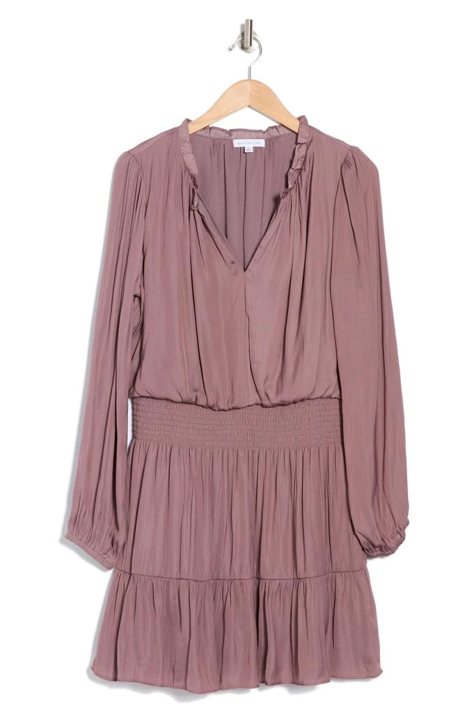 Socialite Smocked Long Sleeve Satin Dress 3