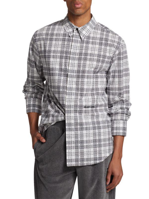 Helmut Lang Logo Plaid Button Down Shirt