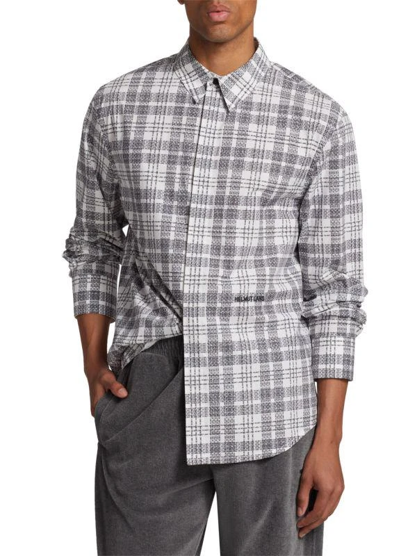 Helmut Lang Logo Plaid Button Down Shirt 1