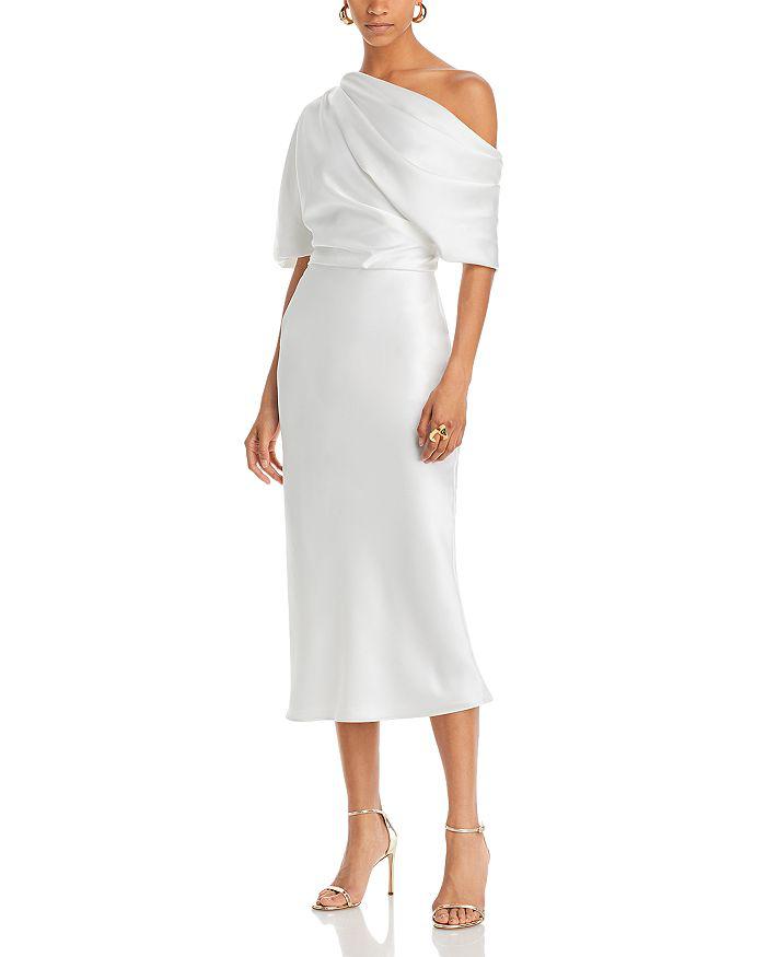 Amsale Draped Pencil Midi Dress