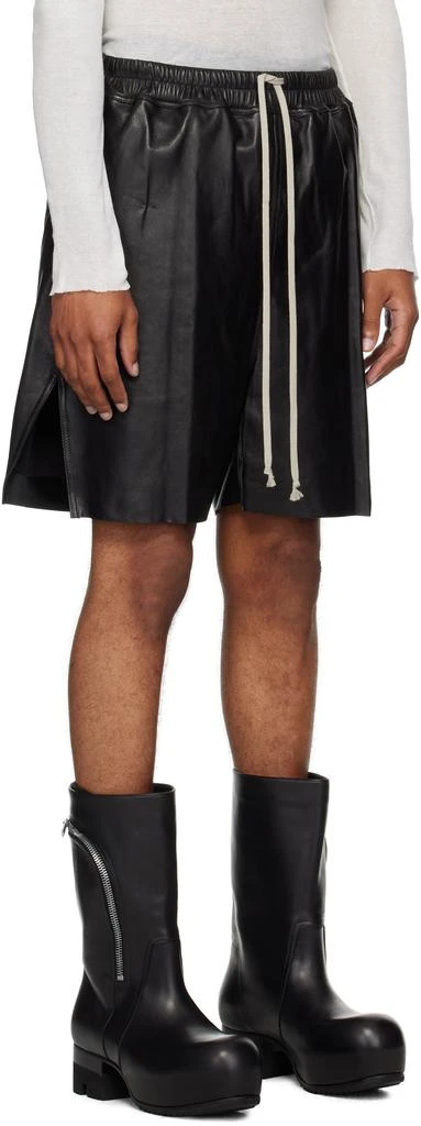 Rick Owens Black Concordians Boxers Leather Shorts 2
