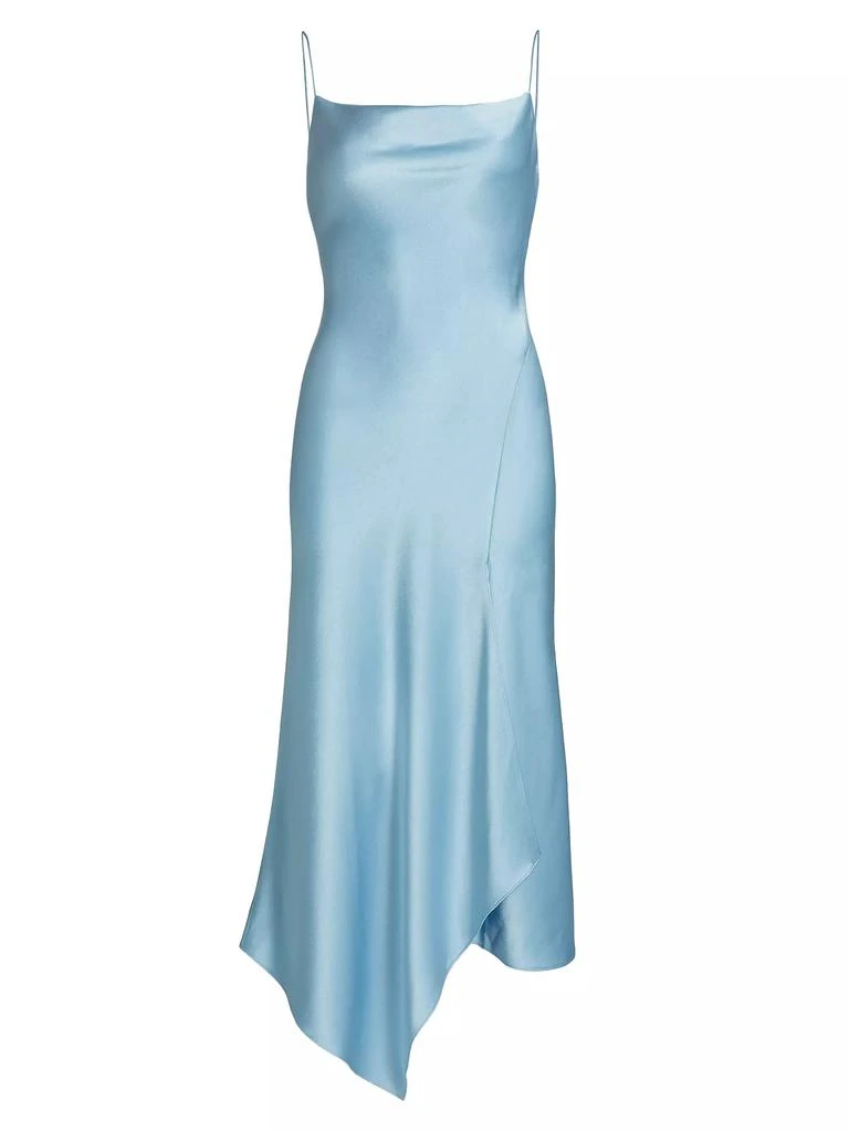 navy blue dress for baby girl Satin Asymmetric Back Midi Dress Black main image 0