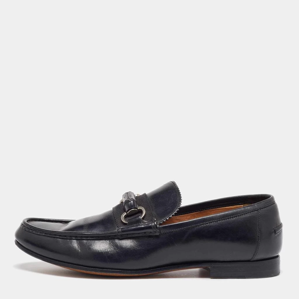 Gucci Black Leather Bamboo Horsebit Slip On Loafers 9 Gucci Bamboo Horsebit GG Vintage Moccasins Brown Leather 7 G  main image 3