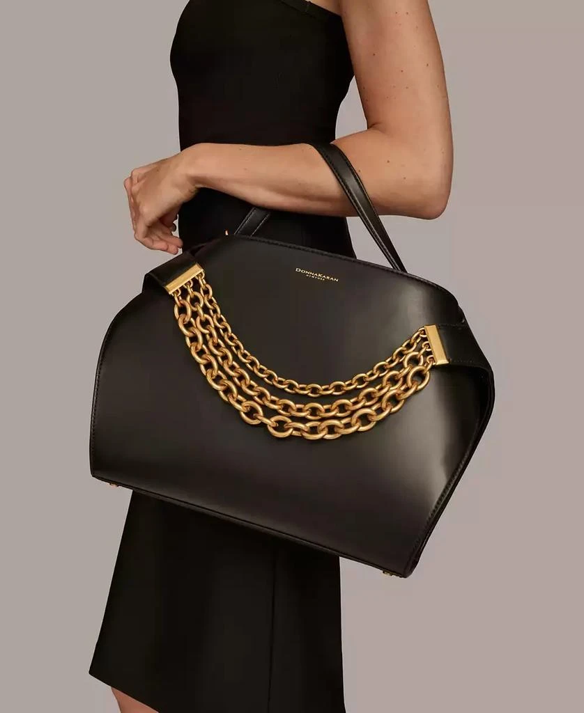 Donna Karan Plandome Chain Top Handle Leather Satchel 7