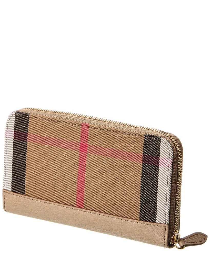 Burberry Check Canvas & Leather Zip Around Wallet 2
