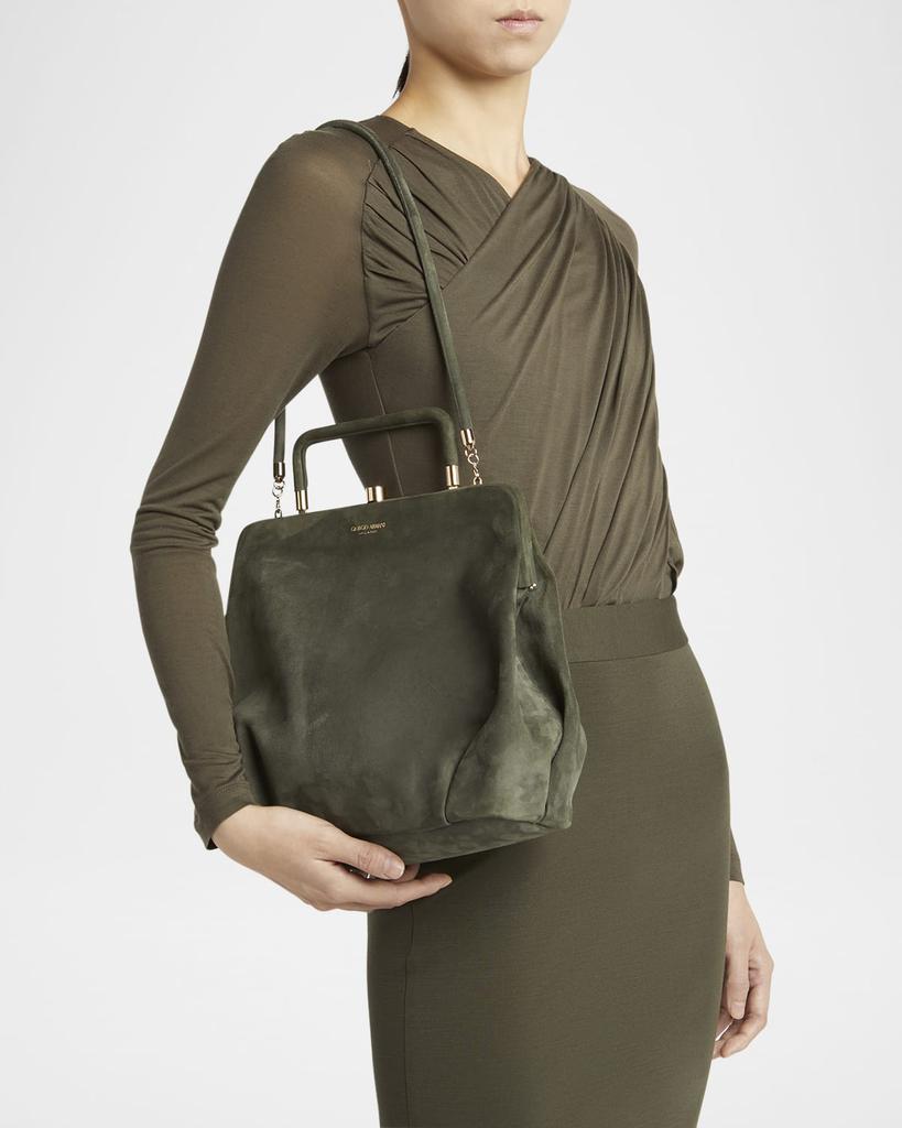 Giorgio Armani Pleated Suede Shoulder Bag