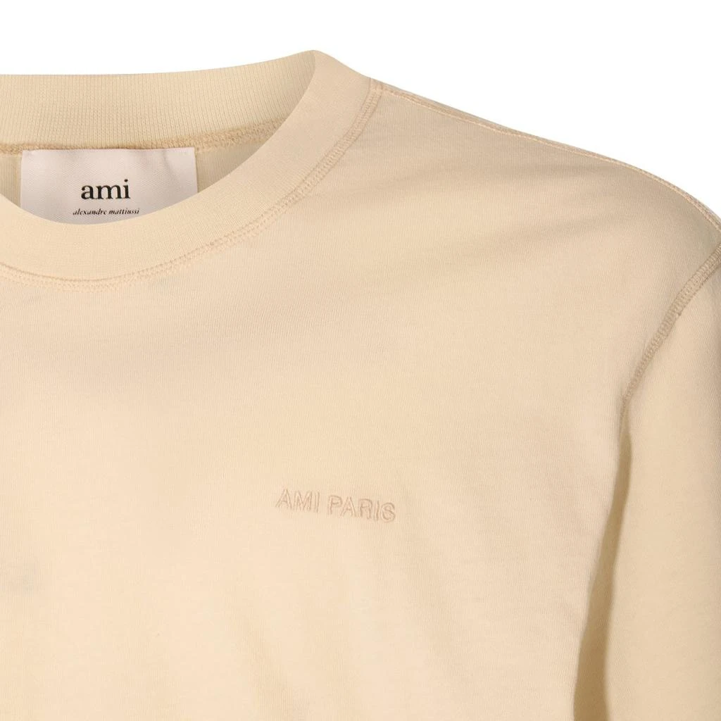 AMI AMI Paris Logo Embroidered Crewneck T-Shirt 3