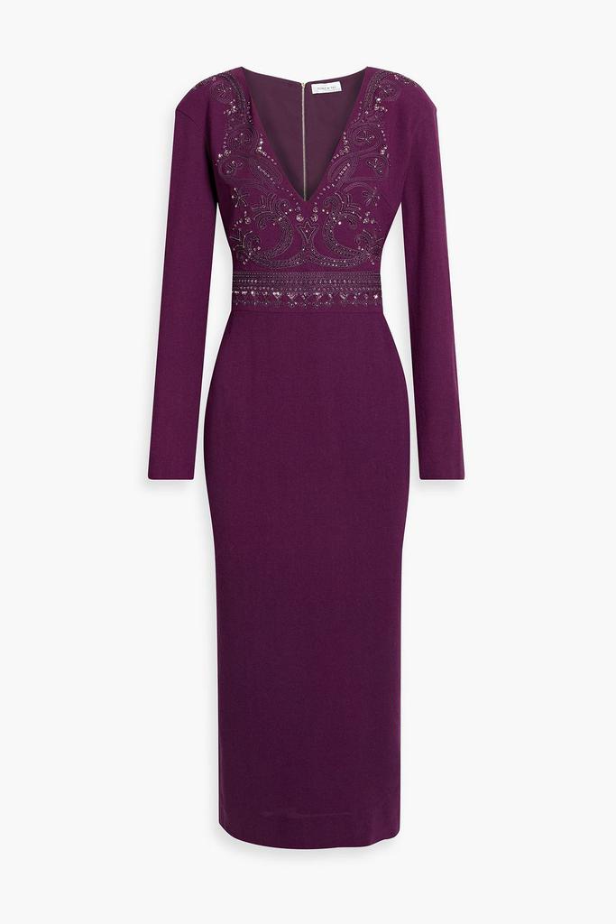 Zuhair Murad Embellished wool-crepe midi dress