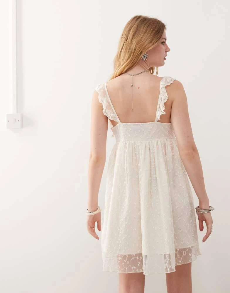 chinese dress ladies THE CALIANA CROCHET MINI BABYDOLL DRESS IN CREAM  Pink Desert