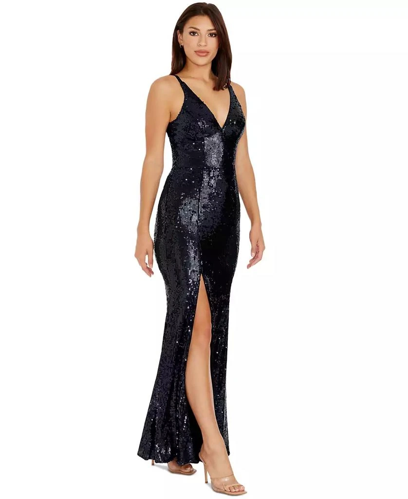Dress The Population Women's Iris Sequined Side-Slit Gown 3