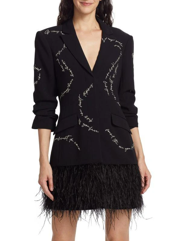 Cinq à Sept Joel Feather-Trimmed Blazer Dress 1