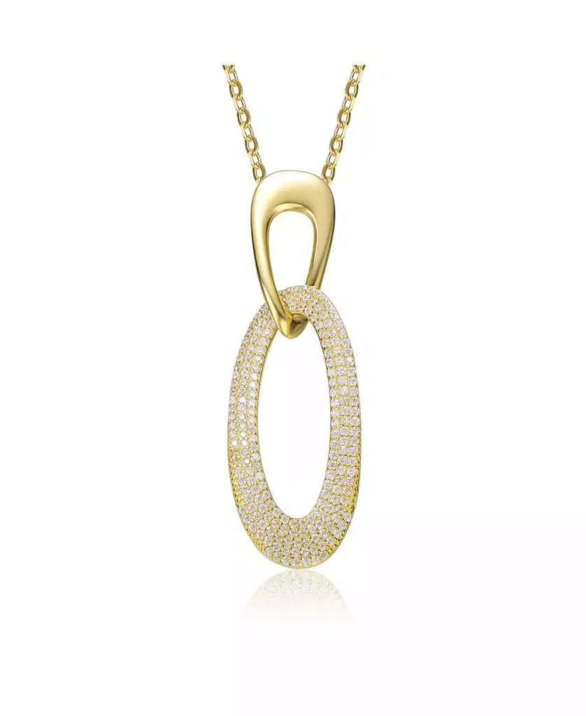 Rachel Glauber Elegant 14K Gold Plated CZ Statement Pendant Necklace